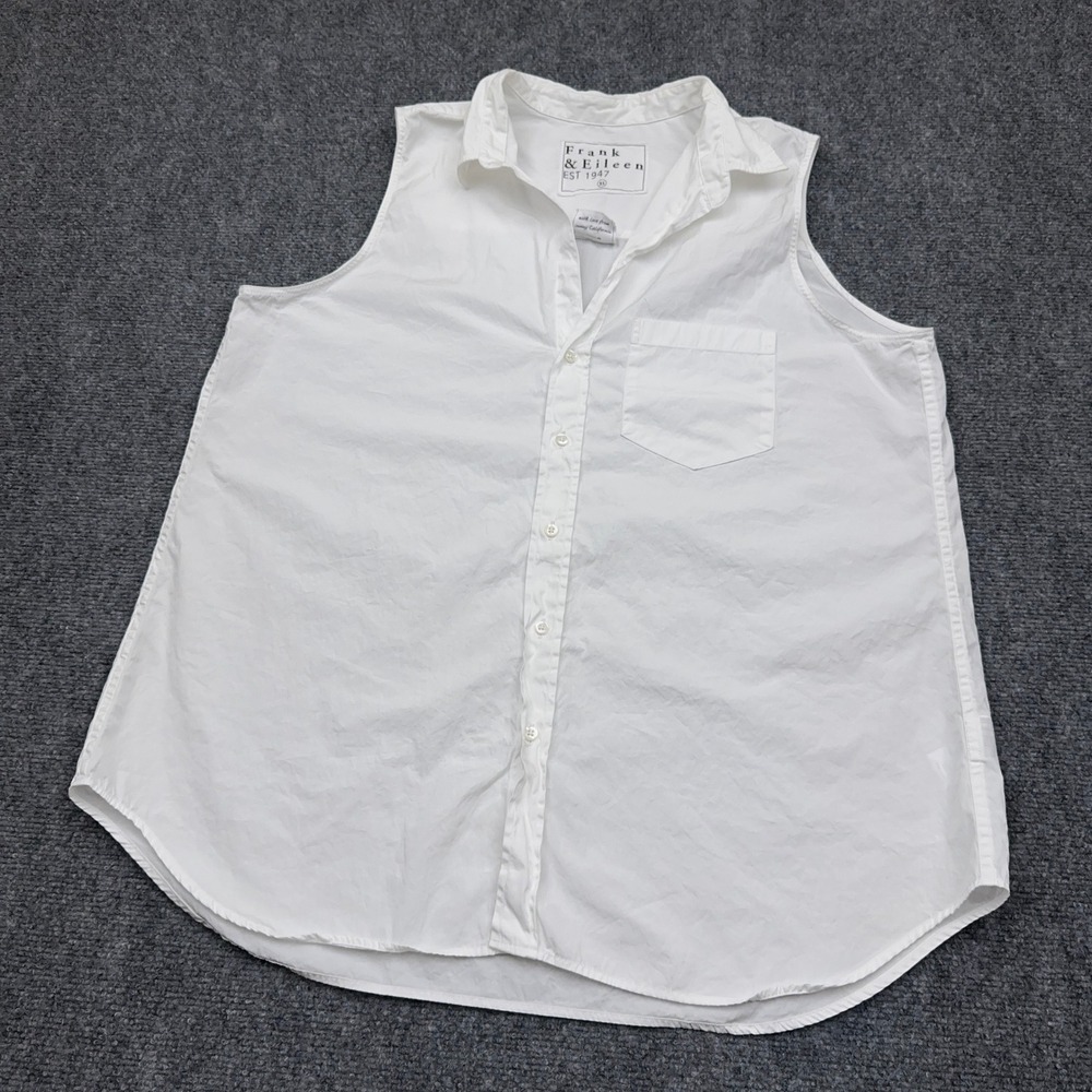 Frank & Eileen Finley Sleeveless Button-Up Shirt Womens XL White Cotton Layering
